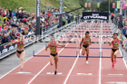Womens 100 metres hurdles, 2018 Great North CityGames. Photo: David T. Hewitson/Sports for All Pics